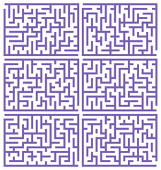 Abstract maze. Find right way. Isolated simple square maze black line on white background. Vector illustration.