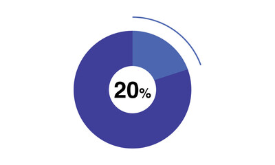20 percent pie chart blue color, pie chart vector for blue color