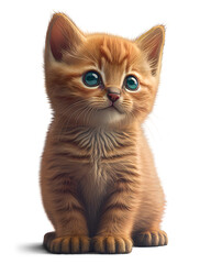 Fototapeta premium Cute orange kitten, illustration on transparent background