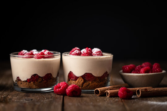cr&egrave;me tiramisu cheesecake tofu speculoos framboises en verrines