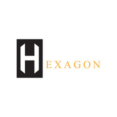 Flat polygonal hexagon text icon design