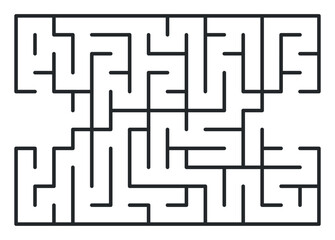 Abstract maze. Find right way. Isolated simple square maze black line on white background. Vector illustration.