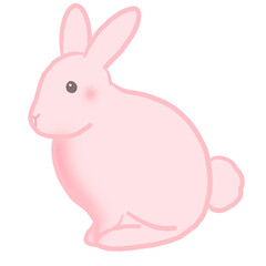 cute pink rabbit cartoon illustration 