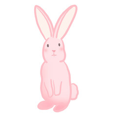 cute pink rabbit cartoon illustration 