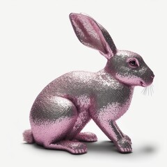 Pastel pink rabbit on white background. Chinese new year. 2023. Year of the rabbit. Generative ai.