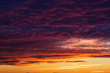 Sunset sky, orange and pink clouds