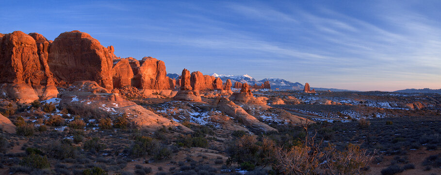 Direct sunlight brings life to the Garden of Eden in Arches National Park.