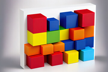 various colorful building blocks on white