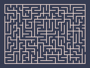 Abstract maze. Find right way. Isolated simple square maze black line on white background. Vector illustration.