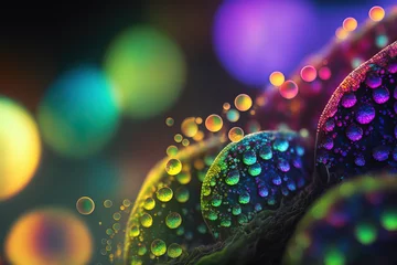 Foto op Aluminium Extreem macro image of colorful organic texture, multicolored bokeh light. Digital artwork © Katynn