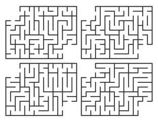 Abstract maze. Find right way. Isolated simple square maze black line on white background. Vector illustration.