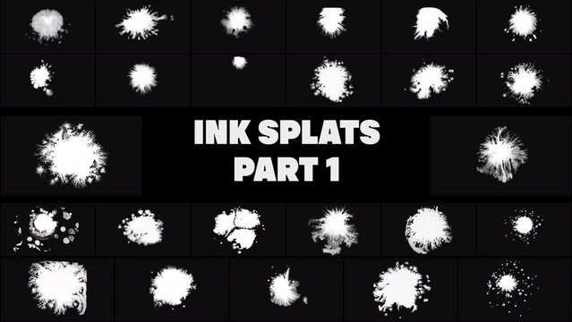 Ink Splats Part1 is a big motion graphics pack consisting of realistic ink streaks and strokes for your projects, videos, and photos. Full HD resolution and alpha channel included
