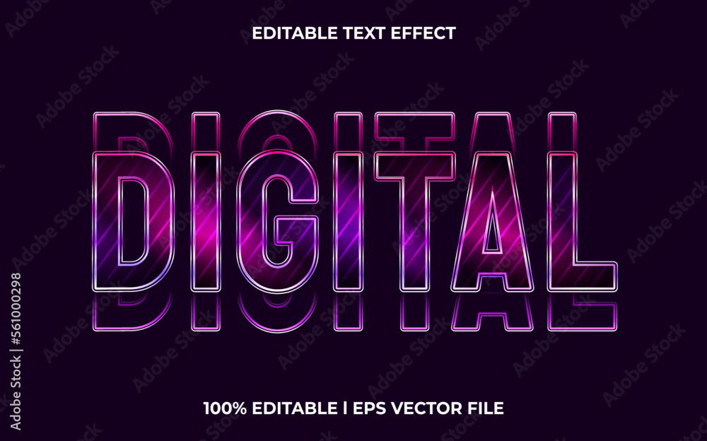 Poster digital editable text effect, lettering typography font style, glitch 3d text for tittle