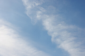 white cloud as wave shape on blue sky background and texture.