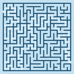 Abstract maze. Find right way. Isolated simple square maze black line on white background. Vector illustration.