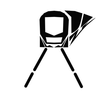 Lightrail or light rail transit with pantograph flat vector icon for transportation apps and websites