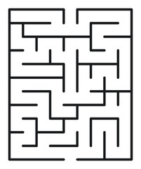 Abstract maze. Find right way. Isolated simple square maze black line on white background. Vector illustration.