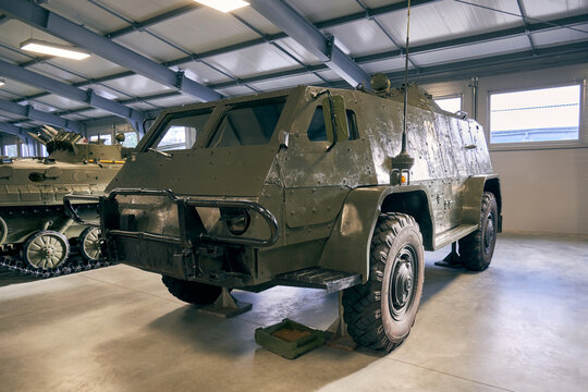 Kubinka, Moscow region, Russia - November 13, 2022: Russian military vehicle GAZ-3937 Vodnik. Museum of Military Equipment in Patriot Park