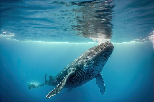 Humpback Whale Plays Near The Surface, Ai Generated