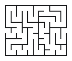 Abstract maze. Find right way. Isolated simple square maze black line on white background. Vector illustration.
