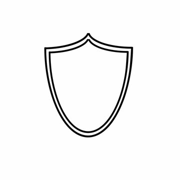 shield icon in modern linear design, security symbol, logo, template for your design,  illustration isolated on a white background