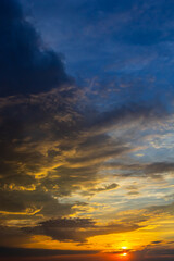 Fototapeta premium sunset sky with multicolor clouds. Dramatic twilight sky background