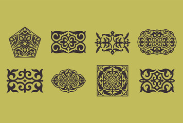 Islamic ornament vector, persian motiff. Asian floral designs. Abstract Asian elements of the national pattern of the ancient nomads of the Kazakhs, Kyrgyz, Mongols, Tatars, Uzbeks, Tajiks and other