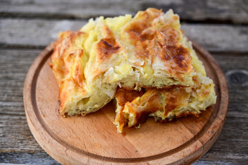 Bakery .Home made  cheese pie  with phyllo Pastry and organic Eggs. Bulgarian banitsa