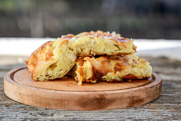 Bakery .Home made  cheese pie  with phyllo Pastry and organic Eggs. Bulgarian banitsa