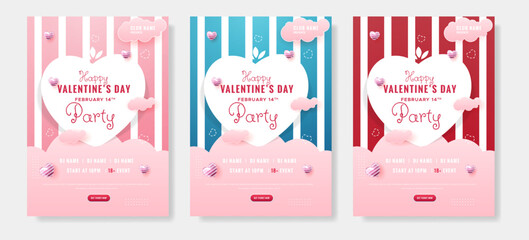 set of flayer valentine day invitation banner template.	