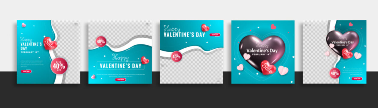 set of valentine day sale social media post template web banner for promotions your product.