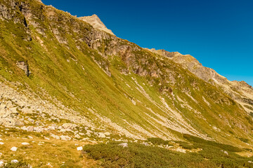 Beautiful alpine summer view at the famous Weisssee Gletscherwelt, Uttendorf, Salzburg, Austria