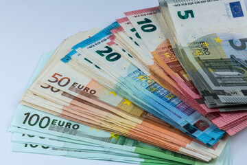 Euro banknotes.