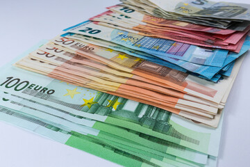 Euro banknotes.