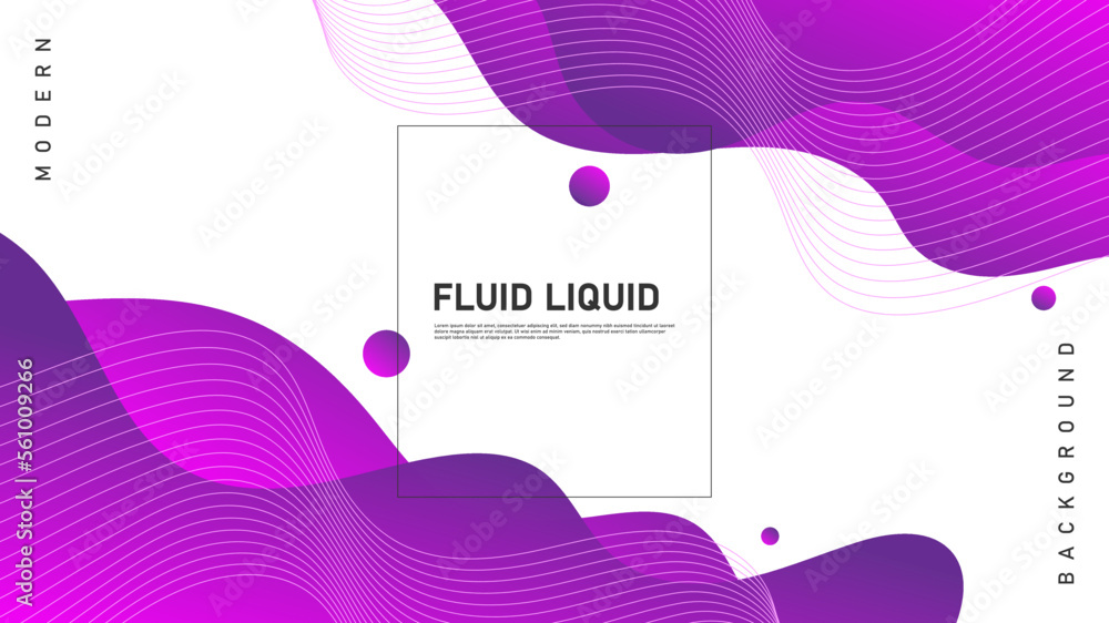 Wall mural modern abstract background retro memphis lines fluid liquid motion and purple gradient color
