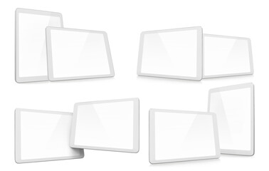 Collection of tablet computers, isolated on white background