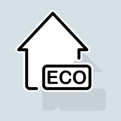 House with ECO line icon. Ecology, clean, product, nature, air, recycling, ecological, forest, greenpeace. Nature concept. Vector sticker line icon on white background