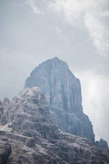 Amazing mountain cliffs viewed from Lago di Landro - The Dolomites - Italy