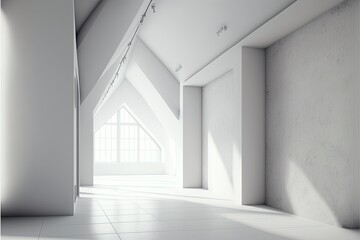 ai generated , Modern empty loft interior, white room