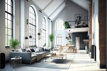 ai generated , new modern scandinavian loft apartment