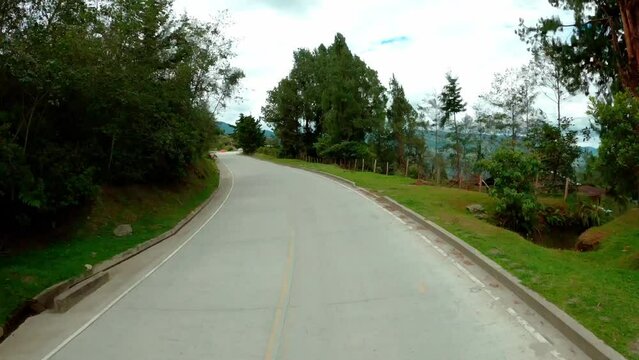 ride on the road in the mountainous nature of Colombia. timelapse