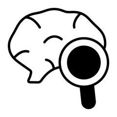 Brain with magnifier vector concept of brain checkup icon