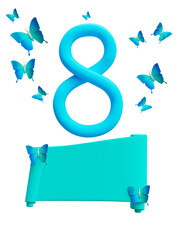 International women's day frame 3d render cutout