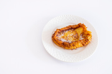 Fried French toast ,Torrijas. Typical Spanish Easter sweet. Vertical photography and selective focus