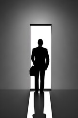 businessman standing in doorway