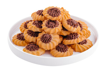 Homemade crunchy cookies with chocolate cream