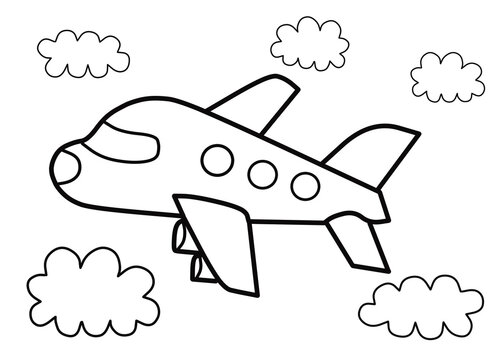Airplane coloring page for kids.Painting for kids. Children's coloring activity sheet. Cute Illustration to Color.