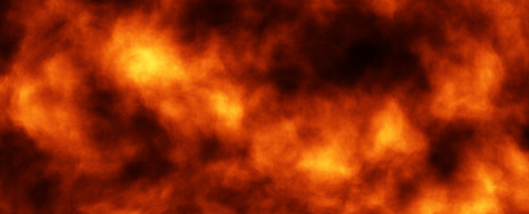 Dark orange red colored fire flame smoke cloud illustration background.