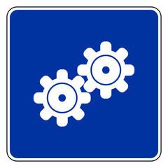 Zahnräder und Schild