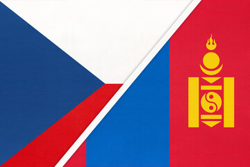 Czech Republic and Mongolia, symbol of country. Czechia vs Mongolian national flags.